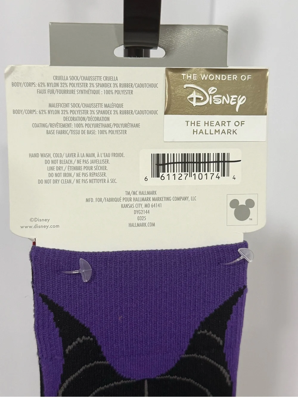 Hallmark Disney Villains Maleficent and Cruella De Vil Novelty Socks (1 Pair)